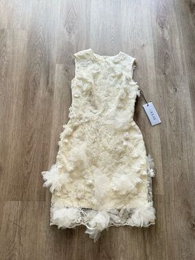 helsi miranda ivory white 3d floral applique sequin embellished mini dress XS